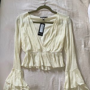 NWT: Nasty Gal Low Cut Tiered Ruffle Top